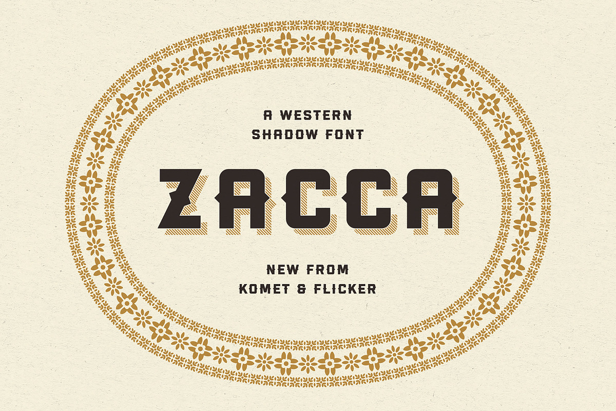 Zacca - A Western Shadow Font, a Sans Serif Font by Komet & Flicker (Photo 1 of 13)