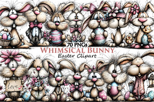 Whimsical Easter Bunny Clipart, an Illustration by Pixels.Craft