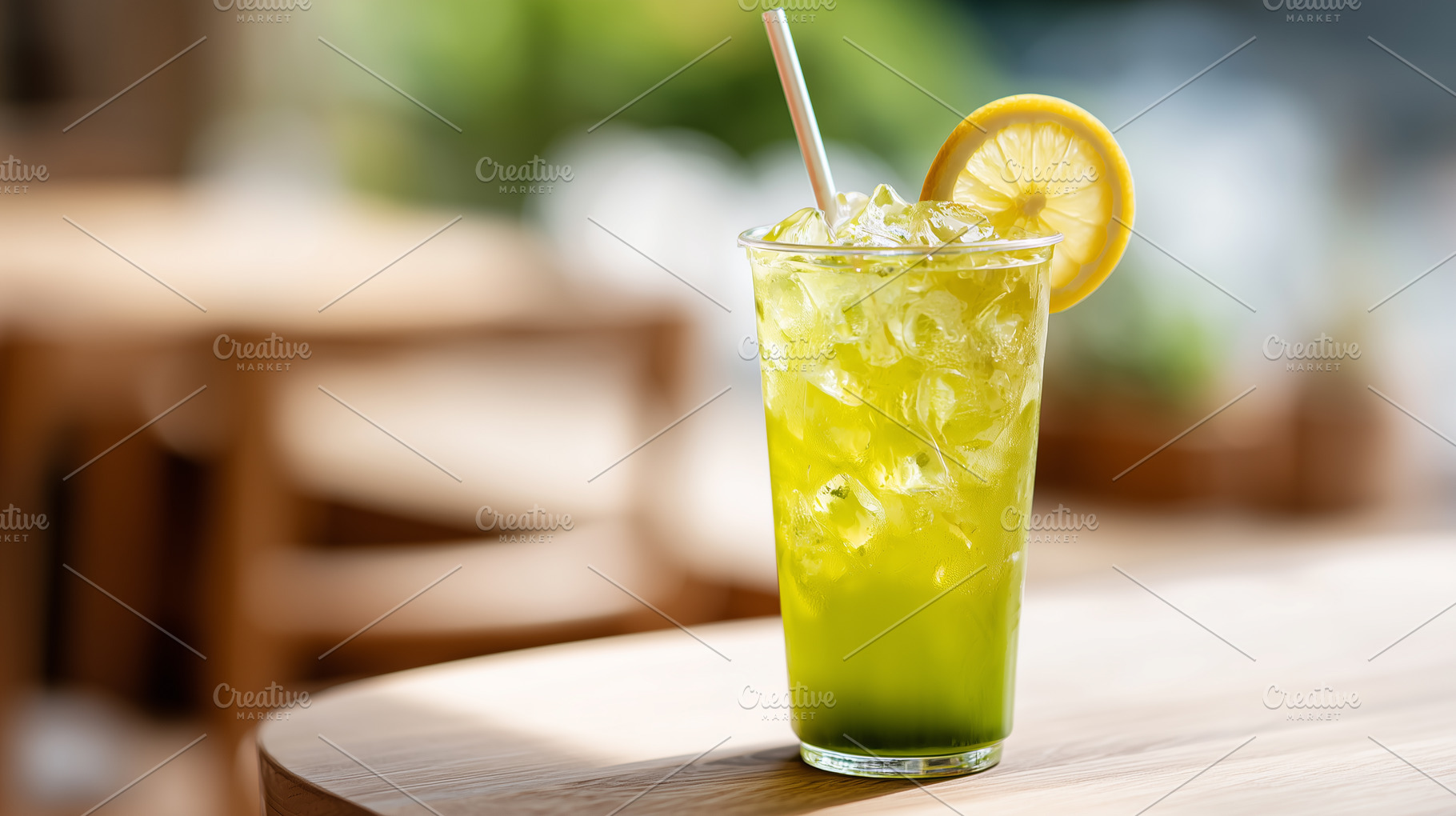 Refreshing iced lemonade with matcha, a Food & Drink Photo by MistyDay