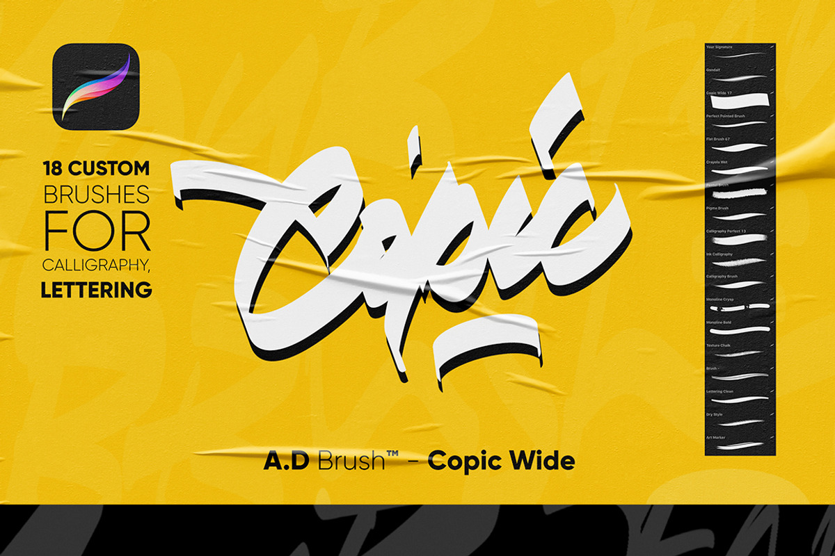 Procreate Lettering Bruhes, a Brush Add-On by n.A Studio (Photo 9 of 9)