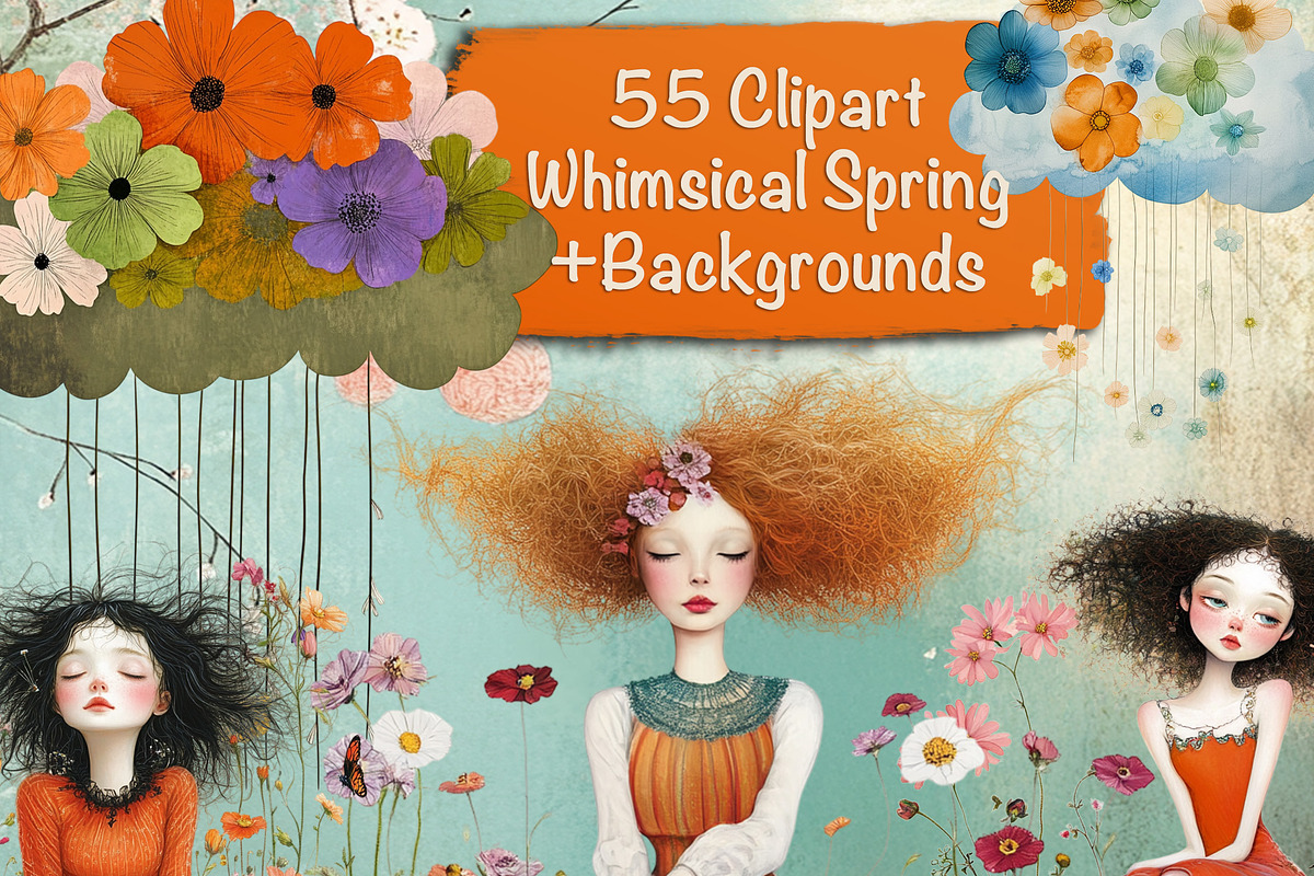 Whimsical Spring Clipart Bundle, a Person Illustration by Fusion Dream (Photo 1 of 10)