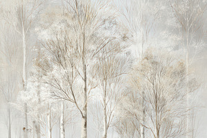 Ethereal Birch Tree Forest Wallpaper, a Decorative Illustration by Virgo Studio