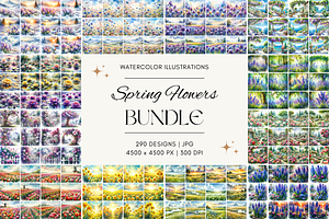 Spring Flowers Watercolor Bundle