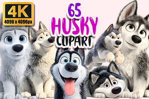 Husky Clipart PNG Bundle, a Graphic by M9 Design