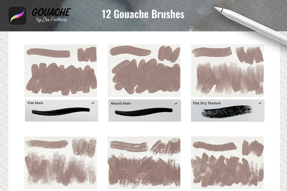 Gouache Brushes for Procreate, a Brush Add-On by Les Frolova (Photo 3 of 9)