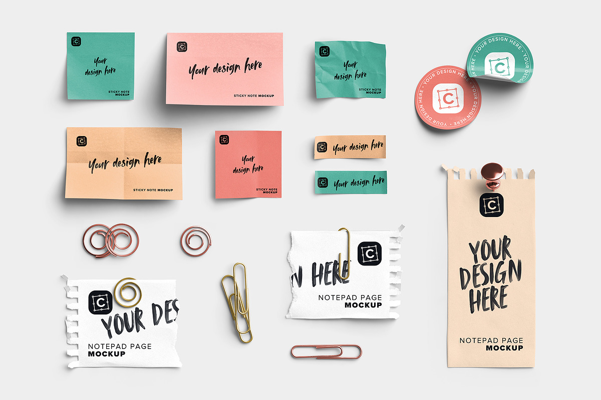 Marina Sticky Notes & Paper Clips, an Advertising Mockup by Custom Scene (Photo 9 of 10)