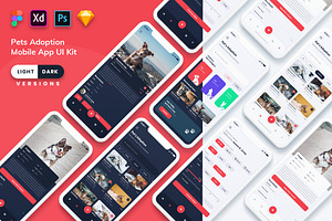 Pets Adoption Mobile App UI Kit, an UI Kit Template by 3djagan