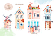 My little town. Watercolor clipart, a Decorative Illustration by VerAna (Thumbnail 2 of 11)