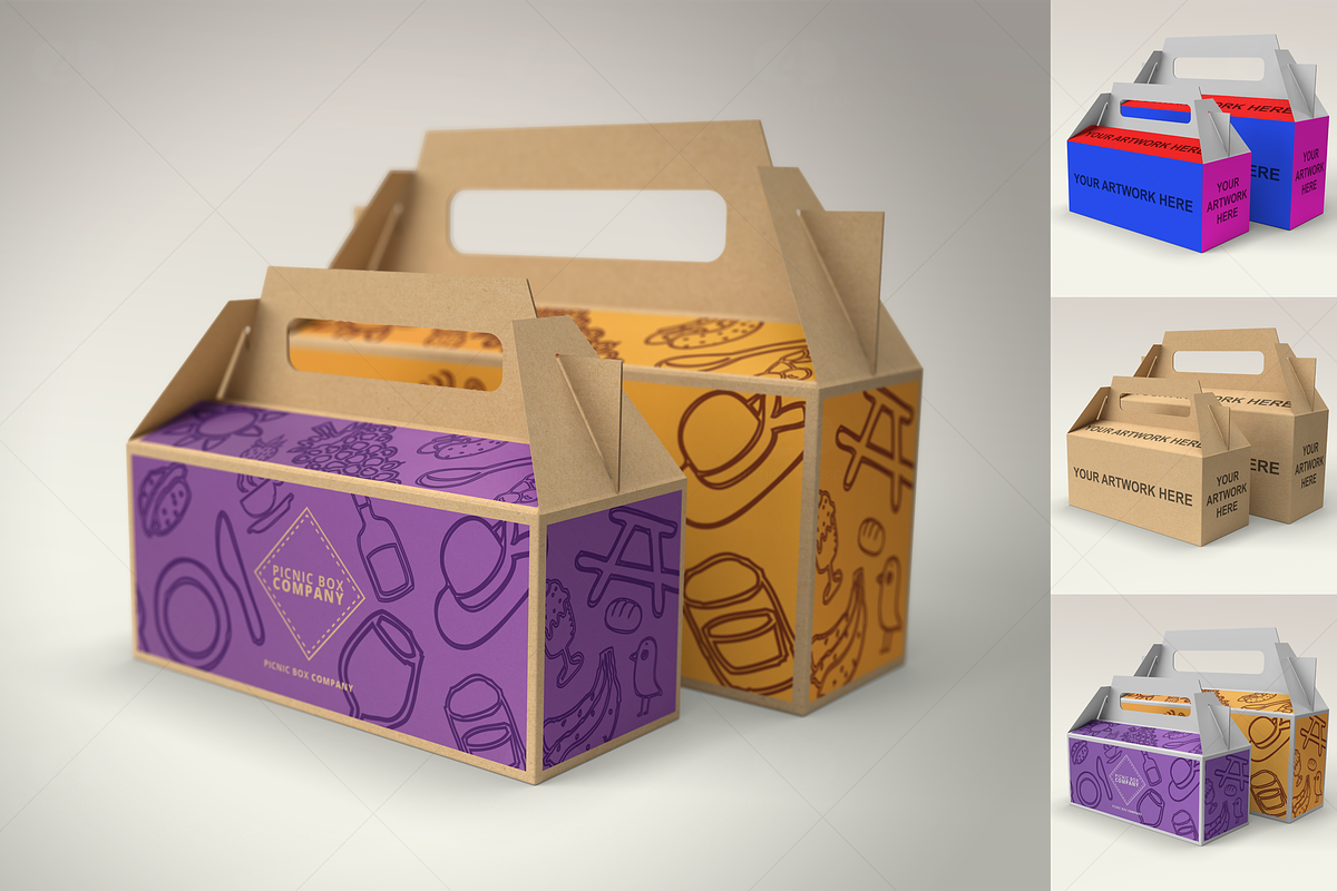 Gable Food Box Carrier Mockup #01, a Cups & Container Mockup by Option 4 Design (Photo 4 of 4)