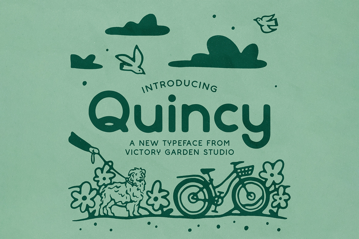 QUINCY | Playful Sans Serif Font, a Font by Victory Garden Studio (Photo 1 of 2)