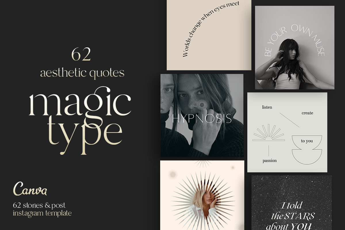 62 Aesthetic Quotes – Magic Type, a Social Media Template by Kristina&Co (Photo 1 of 9)