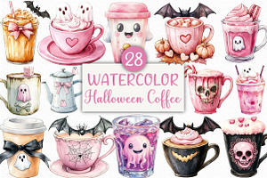 Pink Coquette Halloween Coffee PNG, an Illustration by Craft Nest