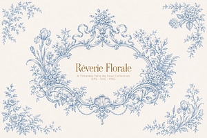 Vintage Toile de Jouy Frames Florals, an Object Graphic by Olya Creative