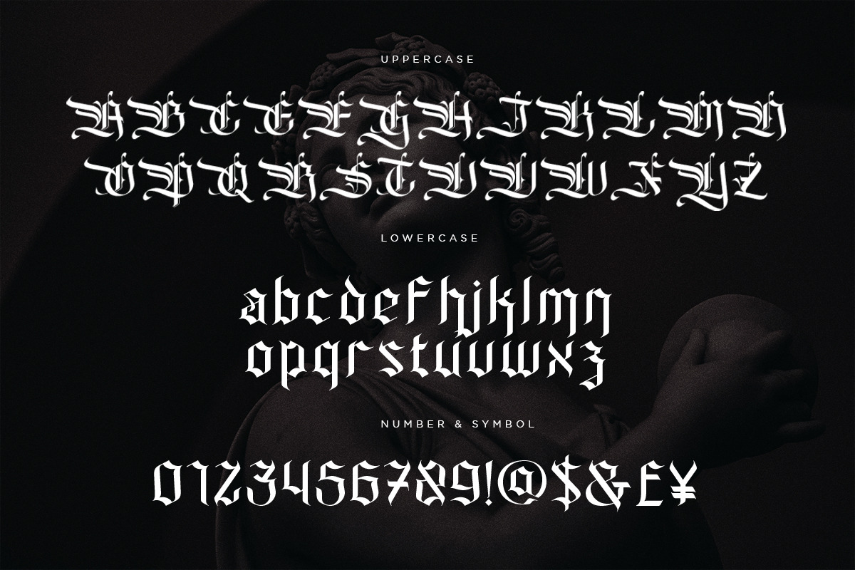 Sandoge | Blackletter Font, a Blackletter Font by Pentagonistudio (Photo 8 of 10)