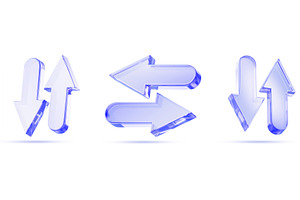 3d blue glass up down right left