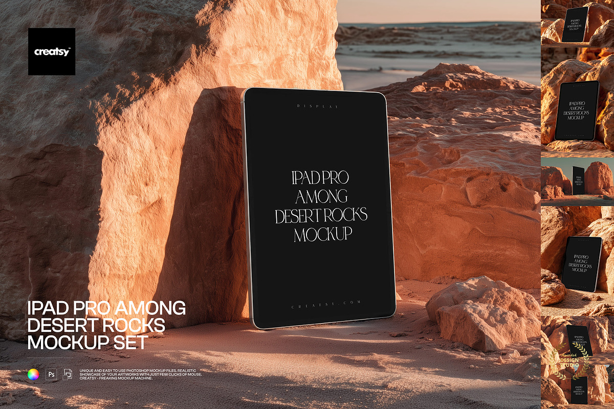 iPad Pro Among Rocks Mockup Set, an iPad Mockup by creatsy5 (Photo 1 of 10)
