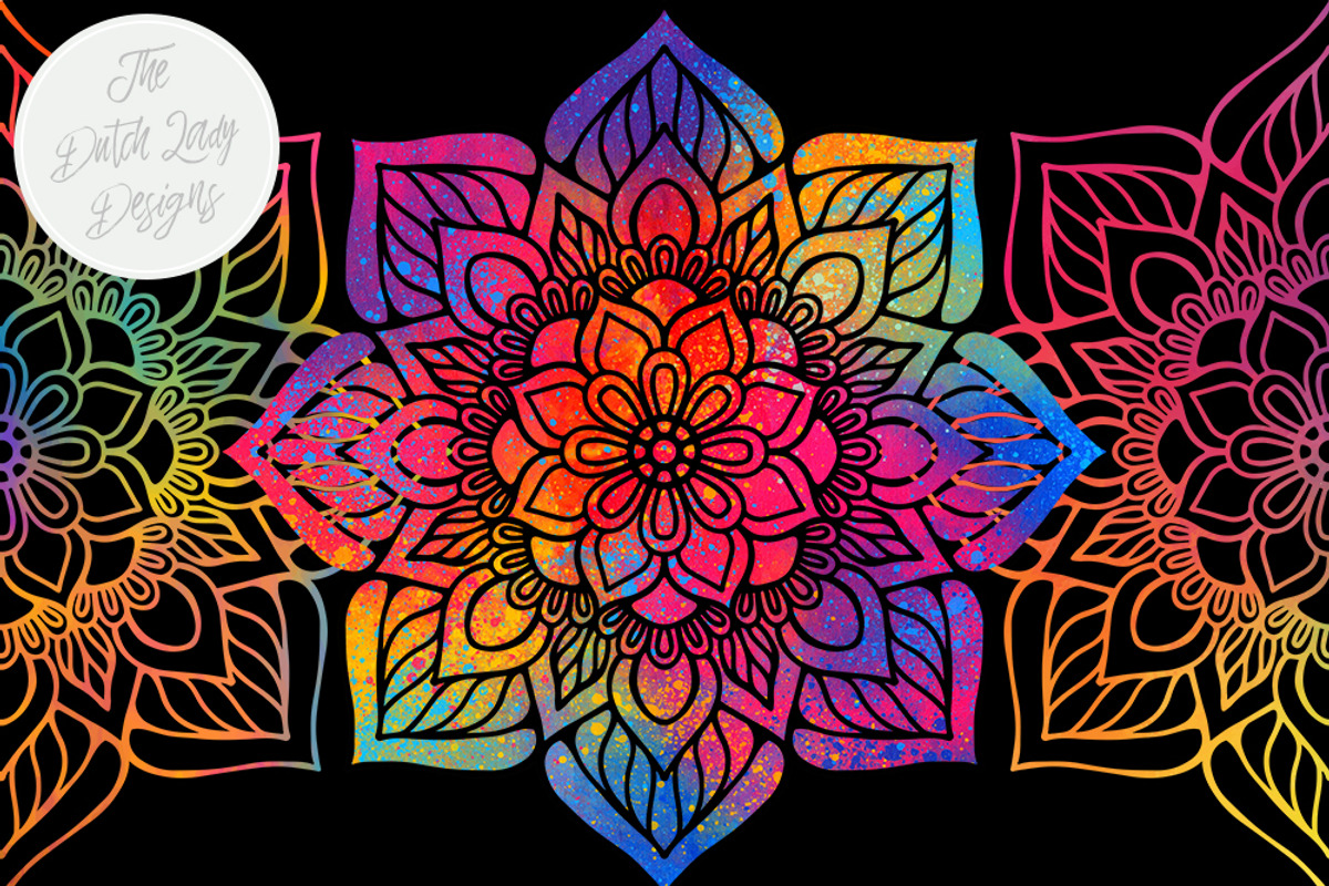 Mandala Clipart Set Rainbow & Gold, an Illustration by The Dutch Lady Designs (Photo 5 of 6)
