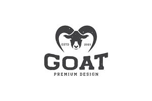 Vintage Head Mount Goats Logo Symbol