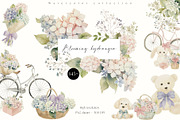 Hydrangea Watercolor Invitation Set, a Decorative Illustration by Sunshine Art (Thumbnail 1 of 13)