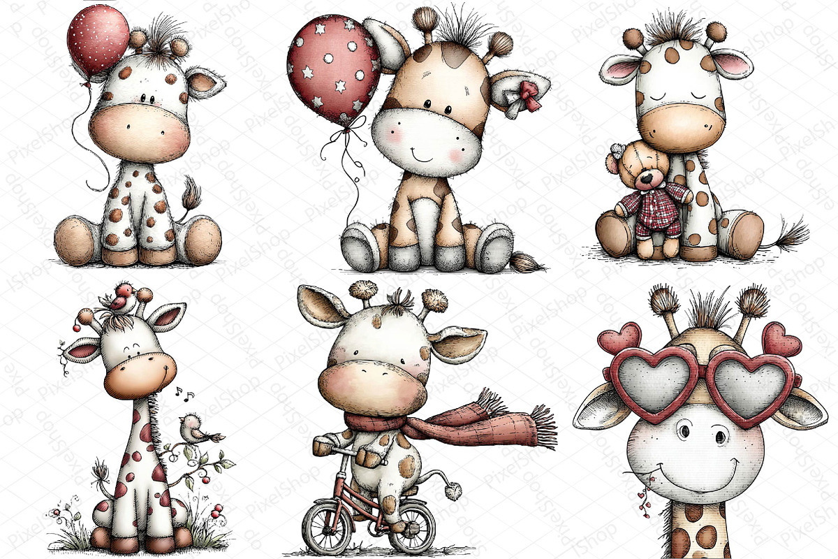 Cute Funny Giraffe - Whimsical Clipa, an Illustration by DreamPrint404 (Photo 3 of 6)