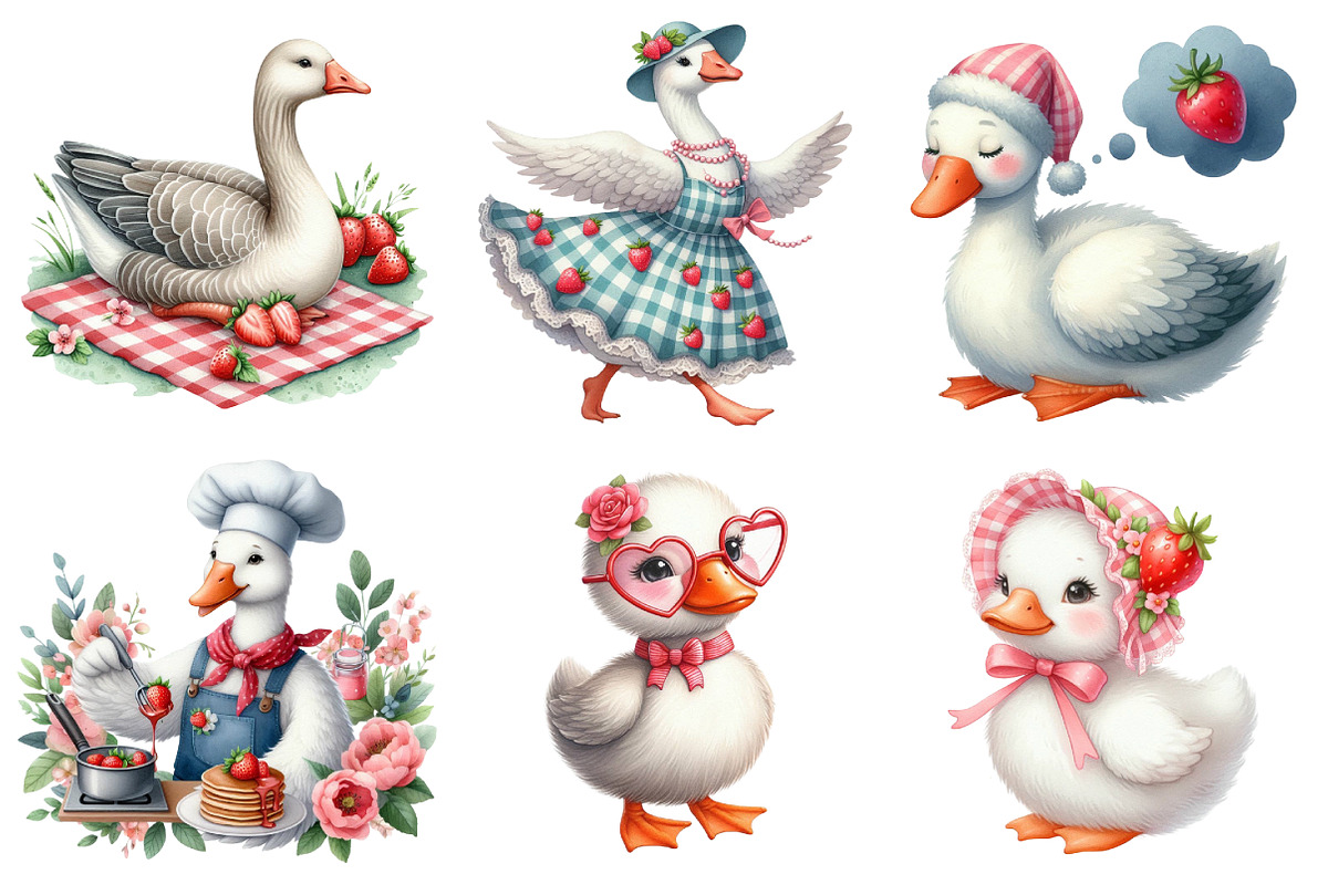 Strawberry Coquette Goose Sublimatio, an Illustration by Daily.Designs (Photo 5 of 5)