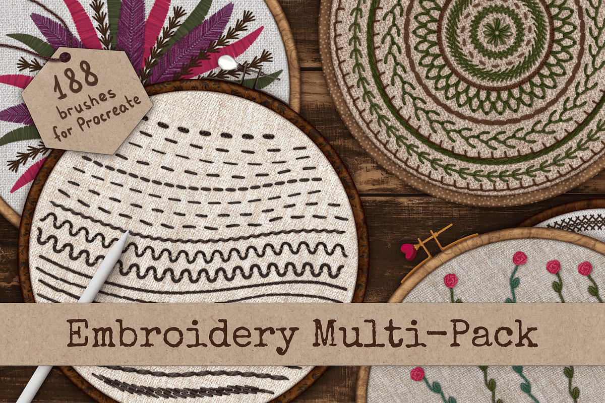 Embroidery brushes for Procreate, a Brush Add-On by bokettori (Photo 1 of 16)