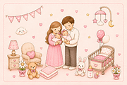 Baby Girl Nursery Illustration Set, a Person Illustration by dal digtal (Thumbnail 4 of 4)
