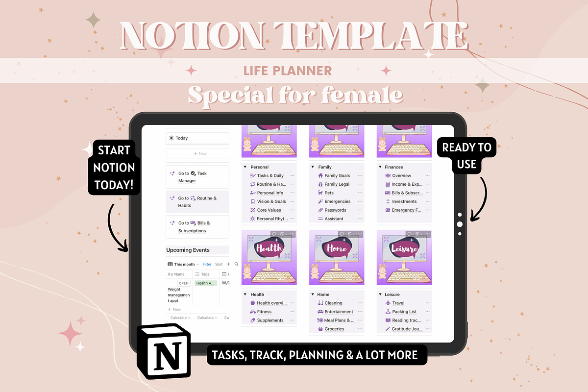 Life Planner Notion Template, a Templates & Theme by bellaROSEworkshop (Photo 9 of 10)