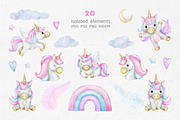 Unicorn Watercolor illustrations, an Illustration by Fedulova Art (Thumbnail 2 of 12)