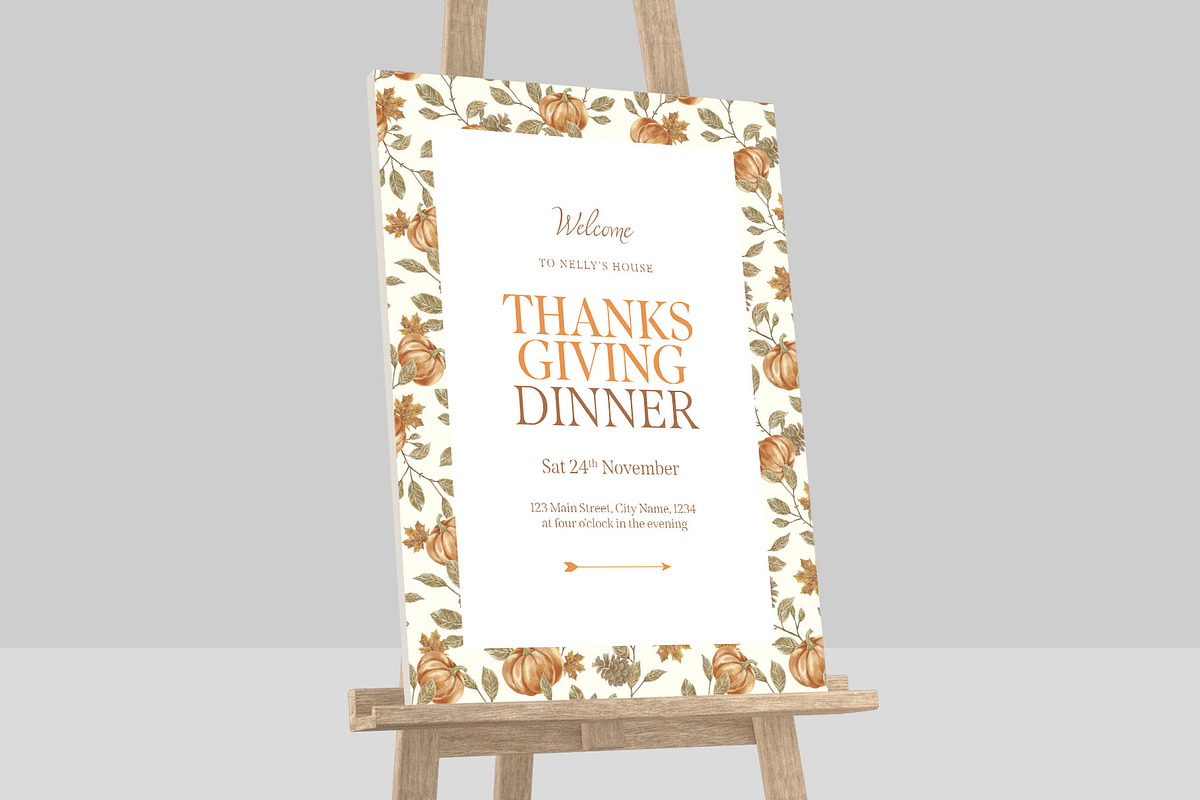 Thanksgiving Welcome Sign Template, a Poster Template by BrandPacks (Photo 2 of 5)