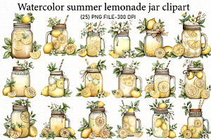 Watercolor summer lemonade jar clipa, an Illustration by Designworld