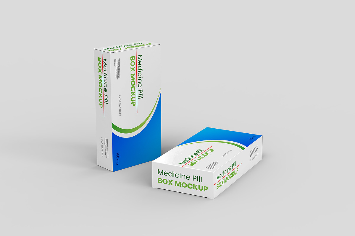 Medicine Pill Box Mockup - 8 views, a Packaging Mockup by Illusiongraphic (Photo 9 of 25)
