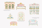 Pastel chateau watercolor clipart, a Decorative Illustration by Patishop Art (Thumbnail 3 of 9)