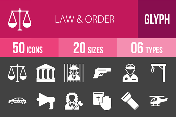 50 Law Order Glyph Inverted Icons