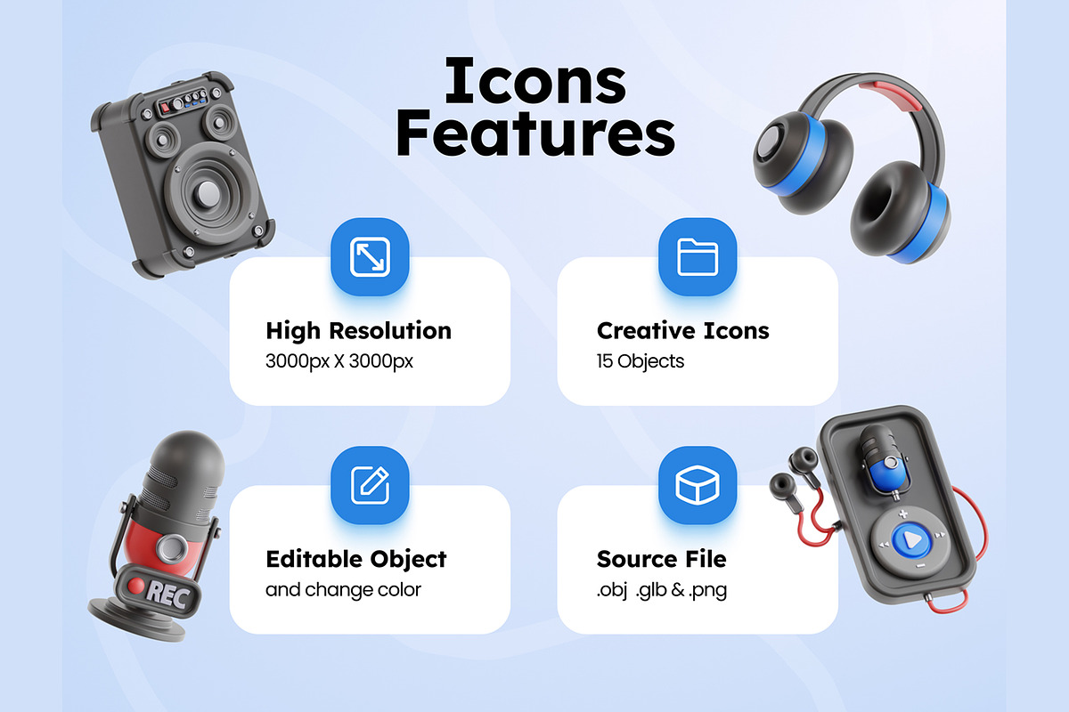 Podcast 3D Icons, an Object 3D Model by Rakata Studio (Photo 2 of 7)