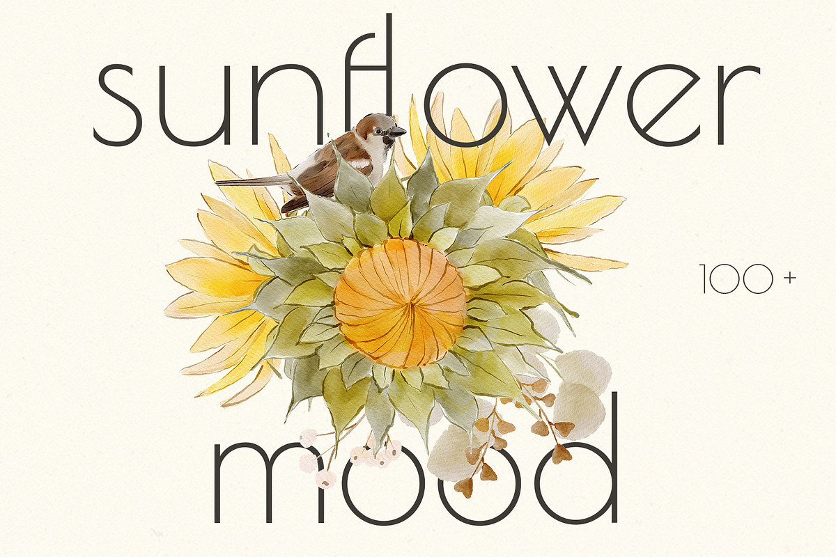 Watercolor Sunflower Set, a Decorative Illustration by Jenteva Art (Photo 1 of 16)