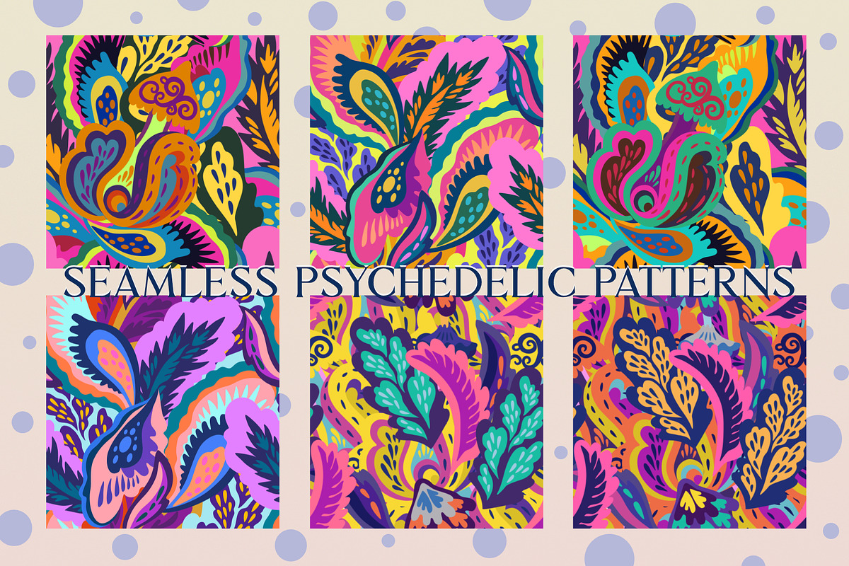 Psychedelic seamless patterns, a Pattern Graphic by Robusta (Photo 1 of 6)