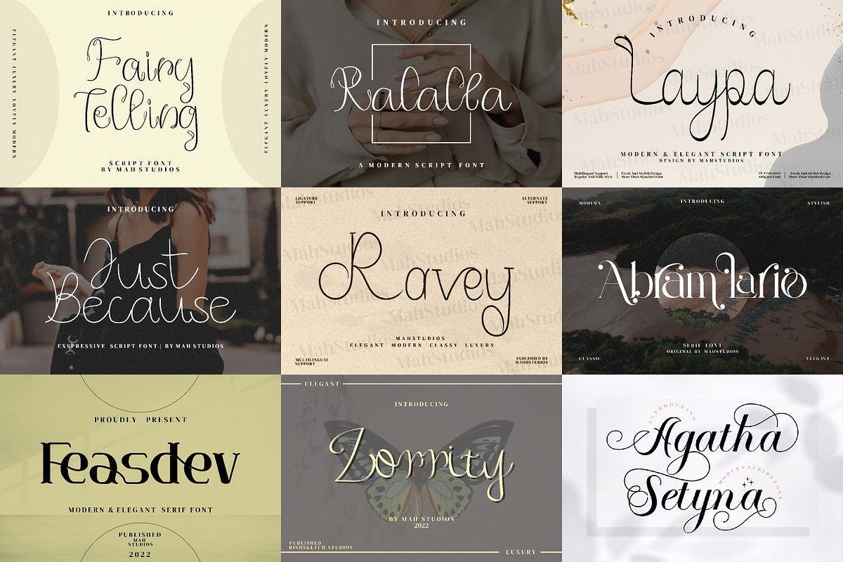 Display & Script Font Bundle, a Serif Font by mahstudios (Photo 2 of 17)