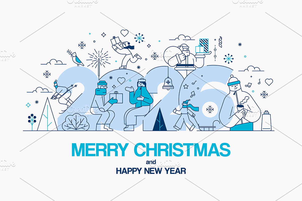 Flat Line Christmas Illustration Set, a Seasonal Illustration by Creative Graphics (Photo 3 of 12)