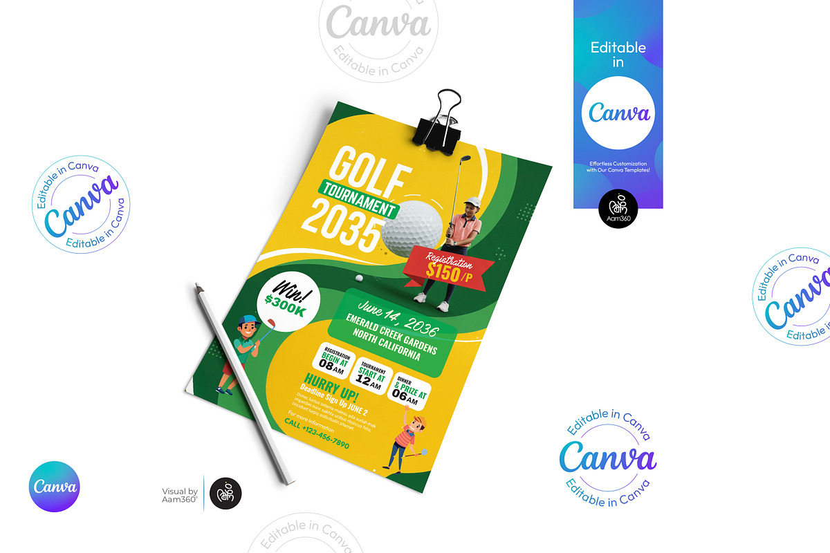 Golf Tournament Flyer Template, a Flyer Template by Aam360 (Photo 2 of 3)