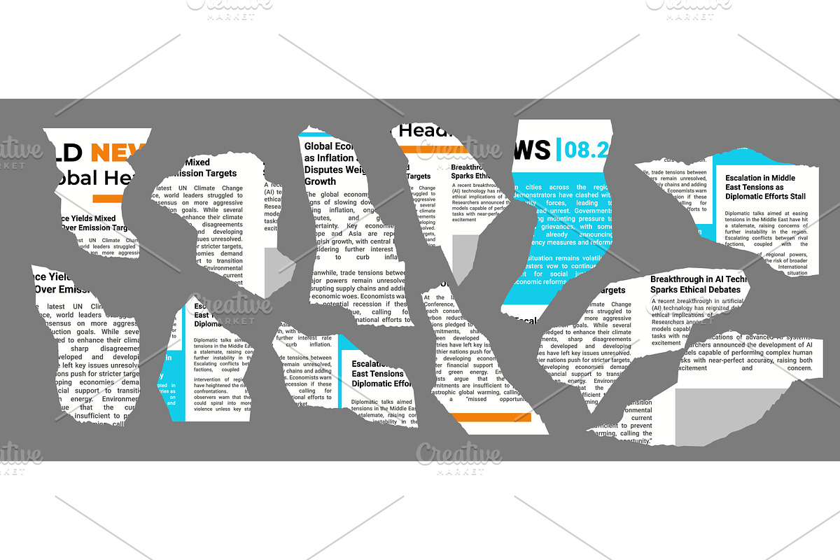 Colorful newspaper clippings collage, an Illustration by skripnikbb