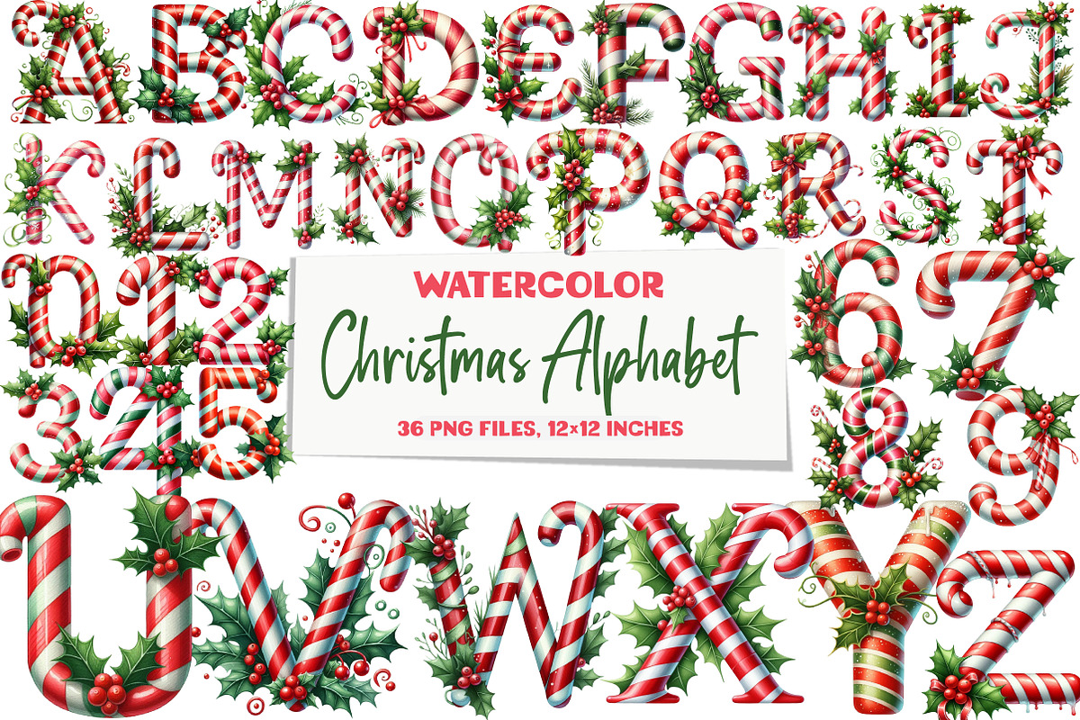 Christmas Alphabet Clipart Bundle, an Illustration by DreamArtGraphic (Photo 1 of 6)