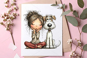 Whimsical Girl & Dog Love Clipart, a Seasonal Illustration by Canvas Craft (Thumbnail 7 of 7)