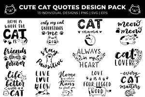 Cute Cat Quotes Design Pack