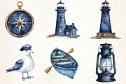 Watercolor Blue Nautical Clipart, an Illustration by Libby Wishes (Thumbnail 3 of 6)