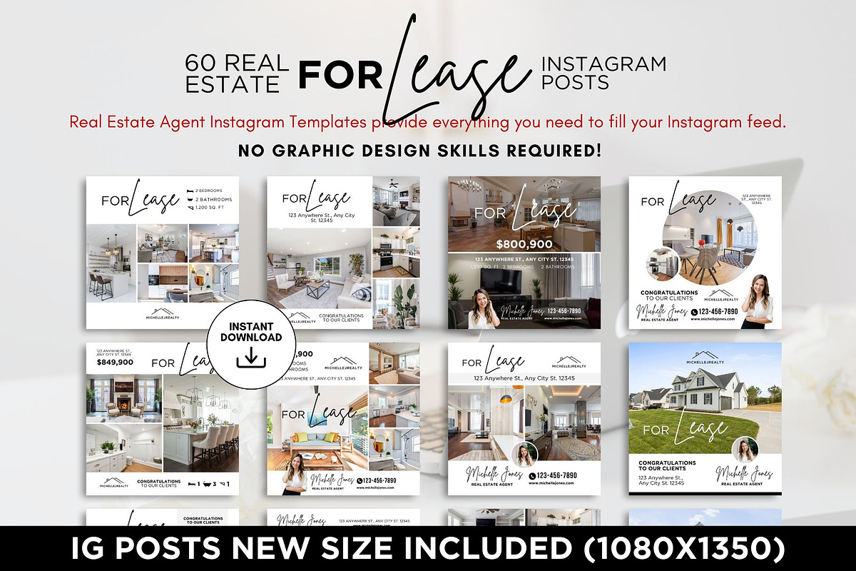For Lease Real Estate Instagram Post, a Social Media Template by CreativeVinesStore (Photo 5 of 11)