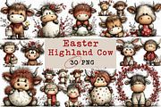 Whimsical Easter Highland Cow Clipar, an Illustration by Libby Wishes (Thumbnail 1 of 7)