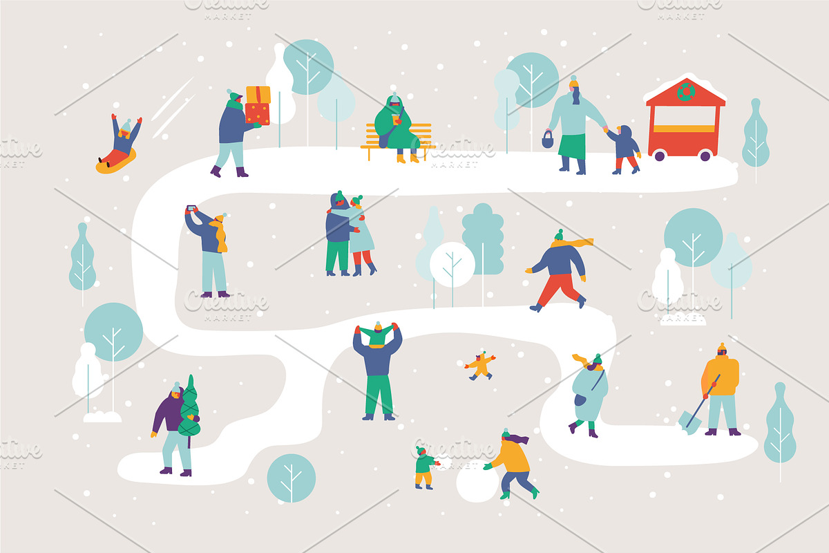 Winter People Flat Vector Set, a Person Illustration by Vector_Art (Photo 7 of 16)