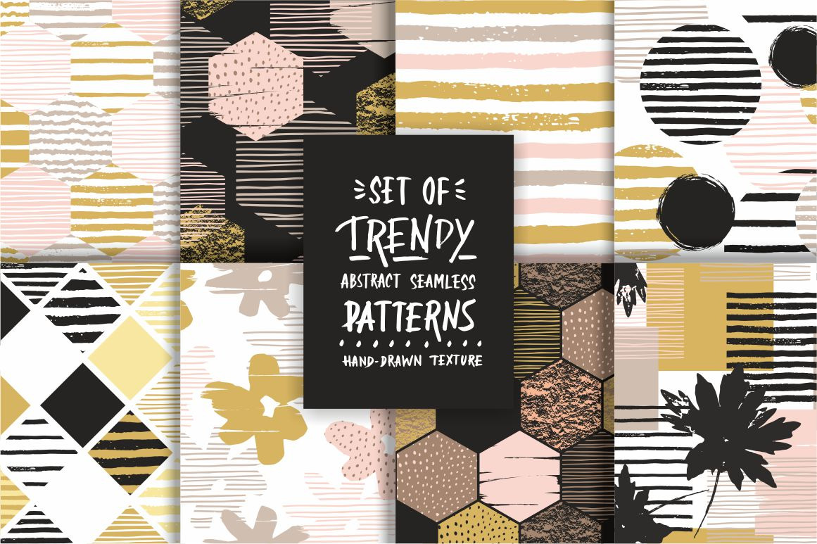 Set of abstract seamless patterns., a Pattern Graphic by Nadia Grapes