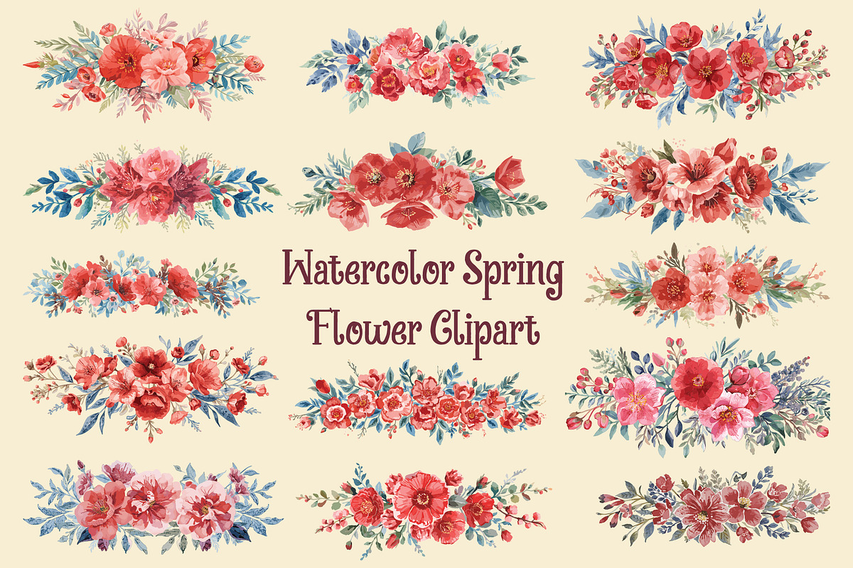 Spring Watercolor Flowers, an Illustration by jahid234 (Photo 1 of 15)